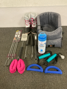 Fearking Pet Bed, Bar-B-Que Fork Tongs And Spatula, Smores Makers, Weight Resistance Arm Bands, Snow Boots Size 8M