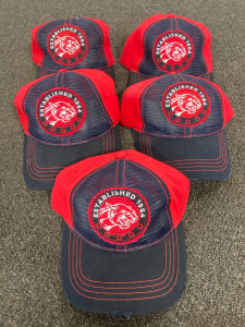 (5) Pugs Black And Red Established In 1984 Hats- New