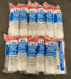 (12) Husky Drop Clothes, New, 9ft x 12ft .7Mil, 108 Sq Ft