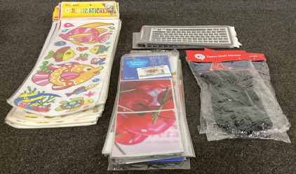 &ldquo;Magic Sticker&rdquo; Window Clings, Keyboard Protectors, &ldquo;Kitchen Sheet&rdquo; Backsplash Clings, (2) Pairs of Red Sox Ream Dish Gloves