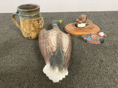 Duck Home Decor- Large Ceramic Mug, Two Desk Decorations, Large Rubber Duck