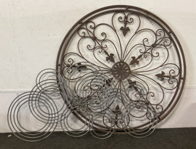 Metal Circle Art Wall Decor 39x20&rdquo;, Brown Circle Decor 35.5&rdquo;