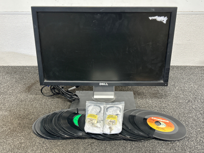 Dell 20" Monitor (No Power Cord), (2) Gun Locks, And 45 RPM Records