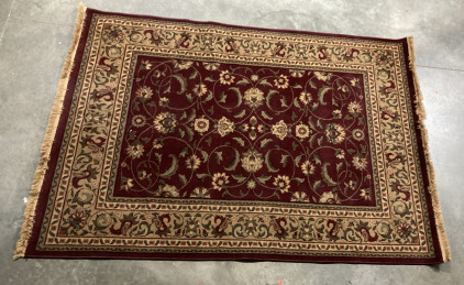 95&rdquo;X64&rdquo; Red And Gold Floral Rug