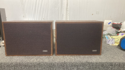 Two Ampex wooden speakers