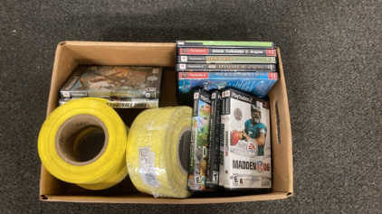 PS2 Games & (3) three inch rolls of polymer intertape.(as is)