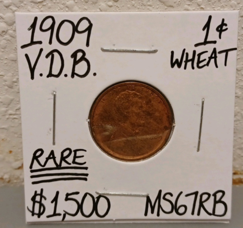 1909 V.D.B. MS67RB Rare Gem Wheat Penny