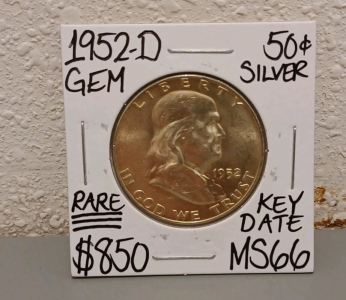 1952-D MS66 Rare Key Date Half Dollar