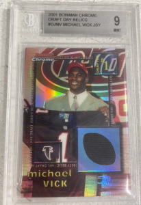 (1) Michael Vick Bowman Chrome 2001 Beckett Rated (9 Mint) Draft Day Relics Card