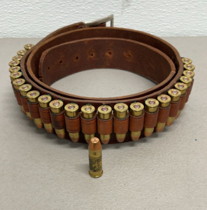 (25) Rounds 44 Mag. Ammunition Cartridges, (1) Hunter 138 XLG Leather Ammunition Belt