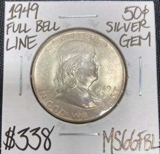 1949 MS66FBL Full Bell Line Franklin Half Dollar