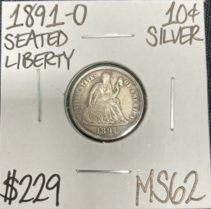 1891-O MS62 Seated Liberty Silver Dime