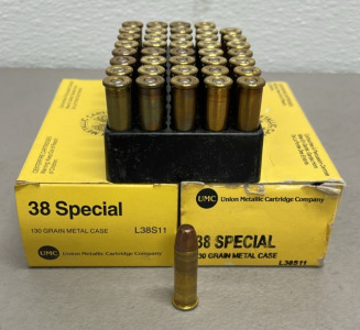 (90) Rounds UMC 38 Special 130 Grain Metal Case Ammunition Cartridges