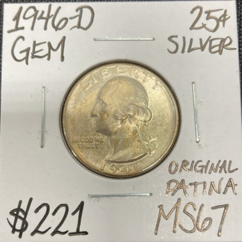 1946-D MS67 Gem Silver Washington Quarter