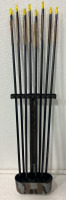 (25) Arrows Missing Fletchings, (1) 8 Slot Arrow Stand, (1) Blue Small Target Holder, (1) Peak Arm Guard And More - 7