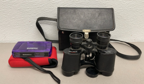 (1) Bushnell Next View VTG 90’s Neon Purple 7 x 18 Wide View Binoculars, (1) Pair Bushnell Sportview 8 x 30 Binoculars… Both W/ Cases