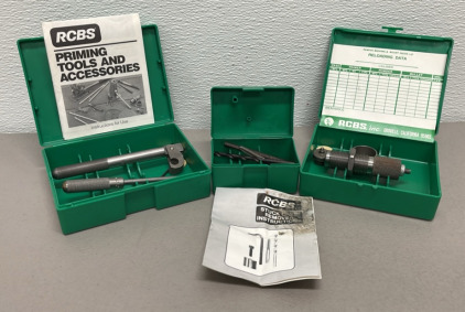 (1) RCBS Berdan Decapping Tool #09525, (1) RCBS Primer Pocket Swager .223 REM #09499, (1) RCBS Stuck Case Remover