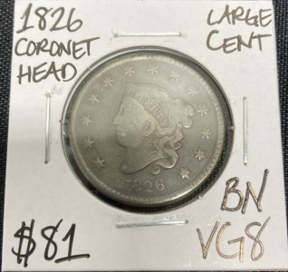 1826 VG8 Coronet Head Large Cent