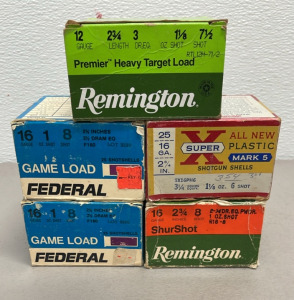 (89) 16 Gauge 2-3/4” Shotgun Shells… Federal, Western, And Remington Brands, (25) 12 Gauge 2-3/4” Remington Shotgun Shells