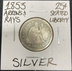 1853 Arrows & Rays Seated Liberty Quarter