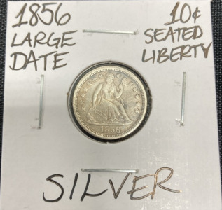 1856 Large Date Seated Liberty Silver Dime