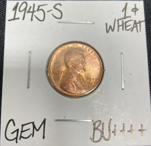 1945-S Gem BU++++ Wheat Copper Penny