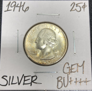 1946 Gem BU++++ Silver Washington Quarter