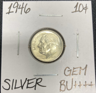 1946 Gem BU++++ Silver Roosevelt Dime