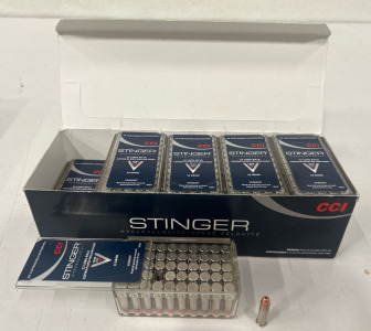 (1) Box Of 500 Stinger 22 Long Rifle Ammunition Cartridges