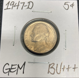 1947-D Gem BU+++ Jefferson Nickel