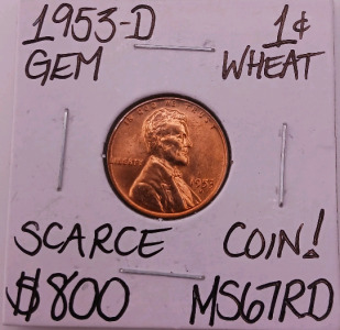 1953-D Rare Penny MS67RD