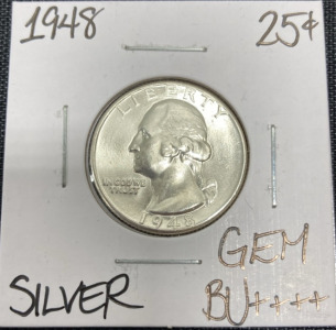 1948 Gem BU++++ Silver Washington Quarter