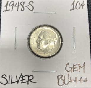 1948-S Gem BU++++ Silver Roosevelt Dime