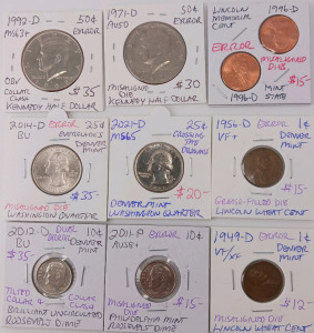 (10) CollectibleCoins Including (2) Kennedy Half Dollars (2) Dimes (2) Quarters (4) Pennies