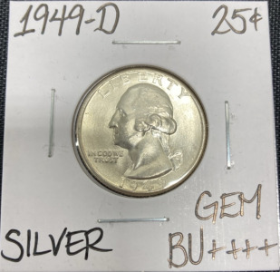 1949-D Gem BU++++ Silver Washington Quarter