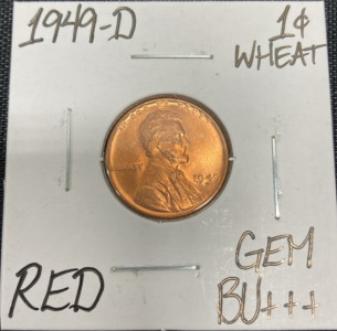 1949-D Gem BU+++ Red Wheat Copper Penny