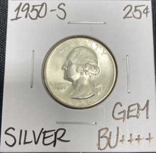 1950-S Gem BU++++ Silver Washington Quarter