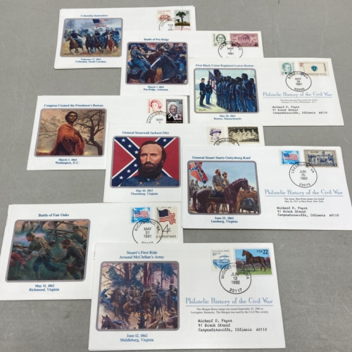 (8) Philatelic History of the Civil War Commemorative Stamped Cards