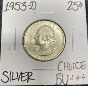 1953-D Choice BU+++ Silver Washington Quarter