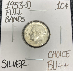 1953-D Choice BU++ Full Bands Silver Roosevelt Dime