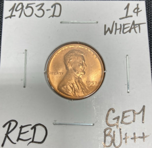 1953-D Gem BU+++ Red Wheat Copper Penny