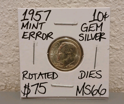 1957 MS66 Mint Error Gem Silver Dime