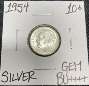 1954 Gem BU++++ Silver Roosevelt Dime