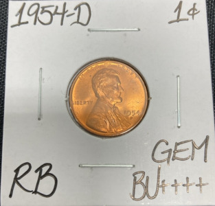 1954-D Gem BU++++ RB Wheat Copper Penny