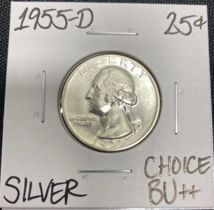 1955-D Choice BU++ Silver Washington Quarter