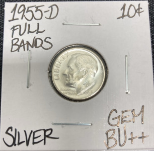 1955-D Gem BU++ Full Bands Silver Roosevelt Dime