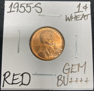 1955-S Gem BU++++ Red Wheat Copper Penny