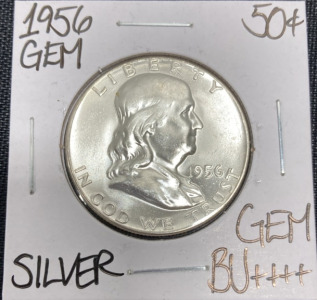 1956 Gem BU++++ Silver Franklin Half Dollar