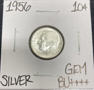 1956 Gem BU++++ Silver Roosevelt Dime