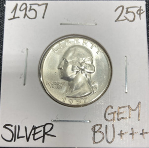 1957 Gem BU+++ Silver Washington Quarter